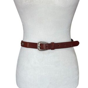 Talbots Womens Brown Leather Silver Grammet Boho Style Belt Size Medium